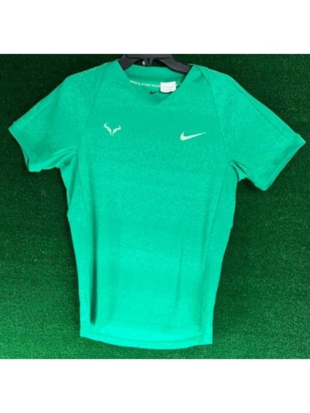 Men's Nike Rafael Nadal Custom Athlete Issued Tennis Shirt Green FD5407-324